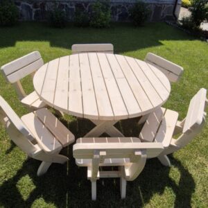 runde gartenmöbel aus massivholz – tisch Ø 120 cm + 4 stühle