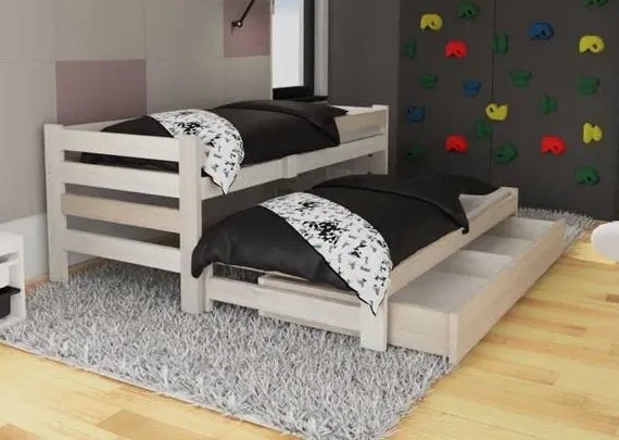 ausziehbares doppelbett aus massivholz – 90 × 200 + 90 × 190 cm ausziehbares doppelbett aus massivholz – 90 × 200 + 90 × 190 cm