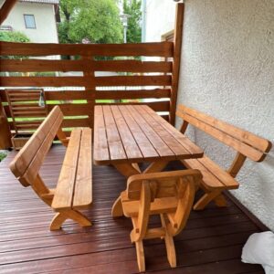 gartenmöbel aus massivholz – tisch, bänke & stühle im set