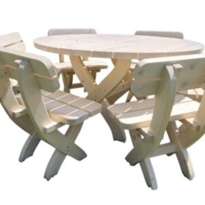 runde gartenmöbel aus massivholz – tisch Ø 140 cm + 6 stühle
