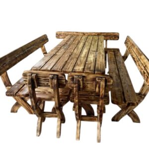 gartenmöbel aus massivholz – tisch, bänke & stühle im set