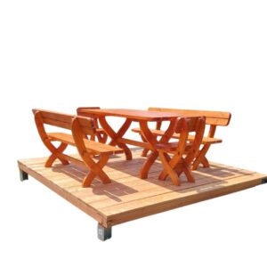 gartenmöbel aus massivholz – tisch, bänke & stühle im set