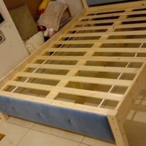 premium massivholzbett – gepolstert, stilvoll & modern (belastbar bis 300kg)